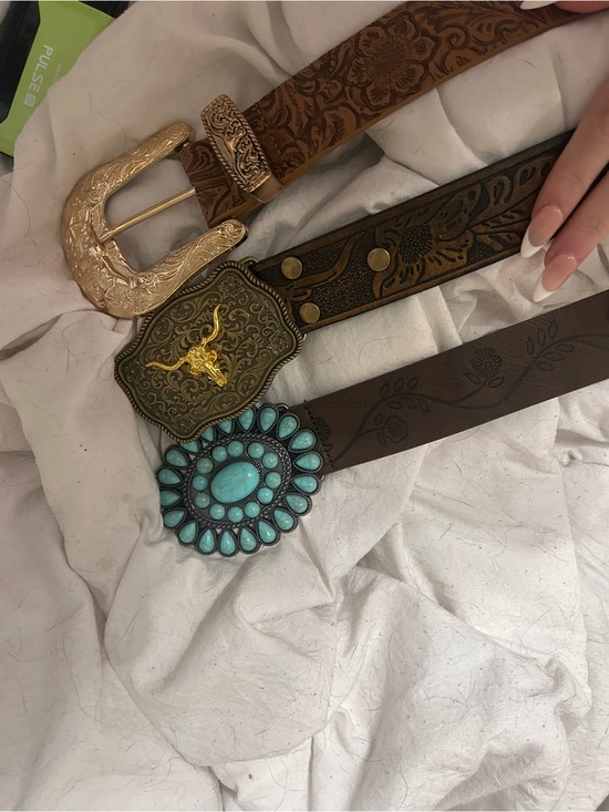 Source Unknown Accessories - Source Unknown Western-Inspired Belt Set with Turquoise Concho & Ornate Buckles